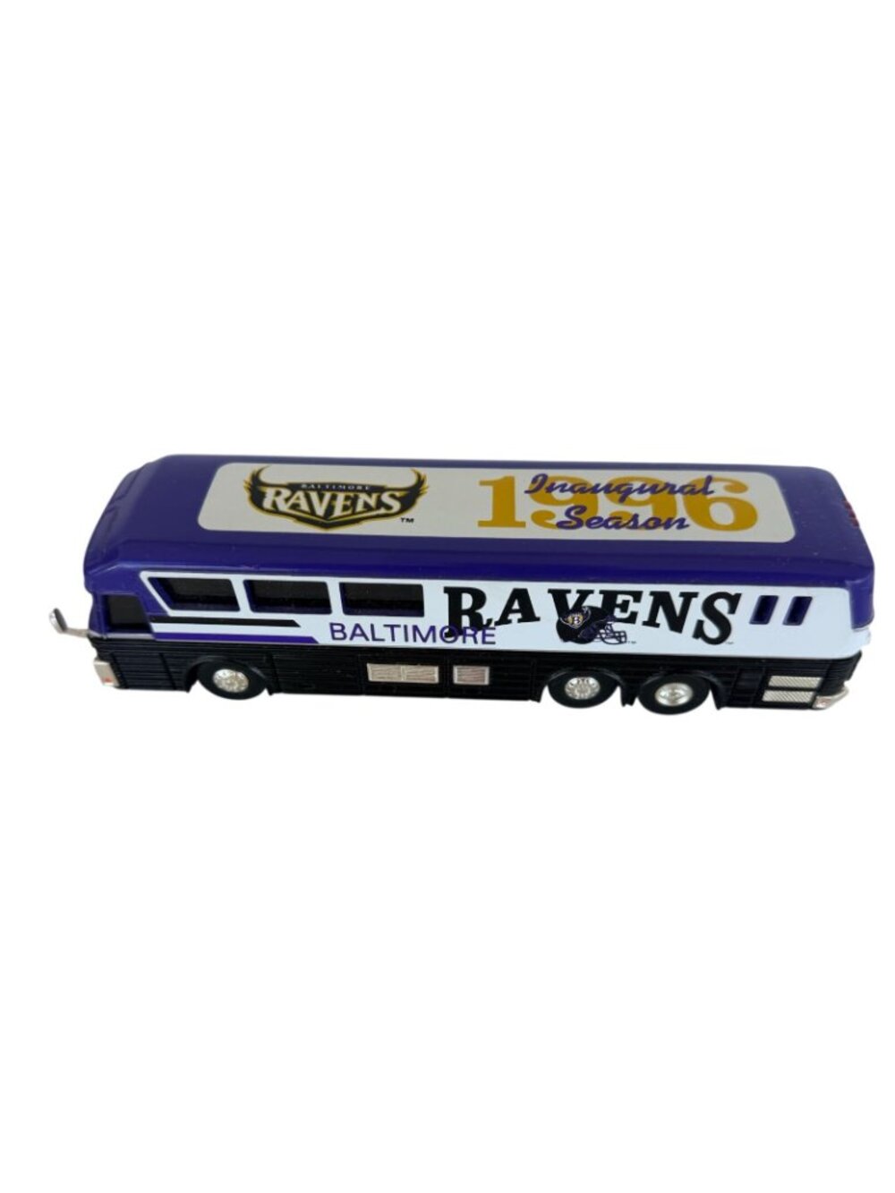 Vtg White Rose Baltimore Ravens 1993 Diecast Team Tour Bus 1:64 Purple White - Picture 6 of 10